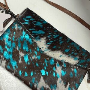 American Darling Teal Acid Wash Hair on Hide Crossbody